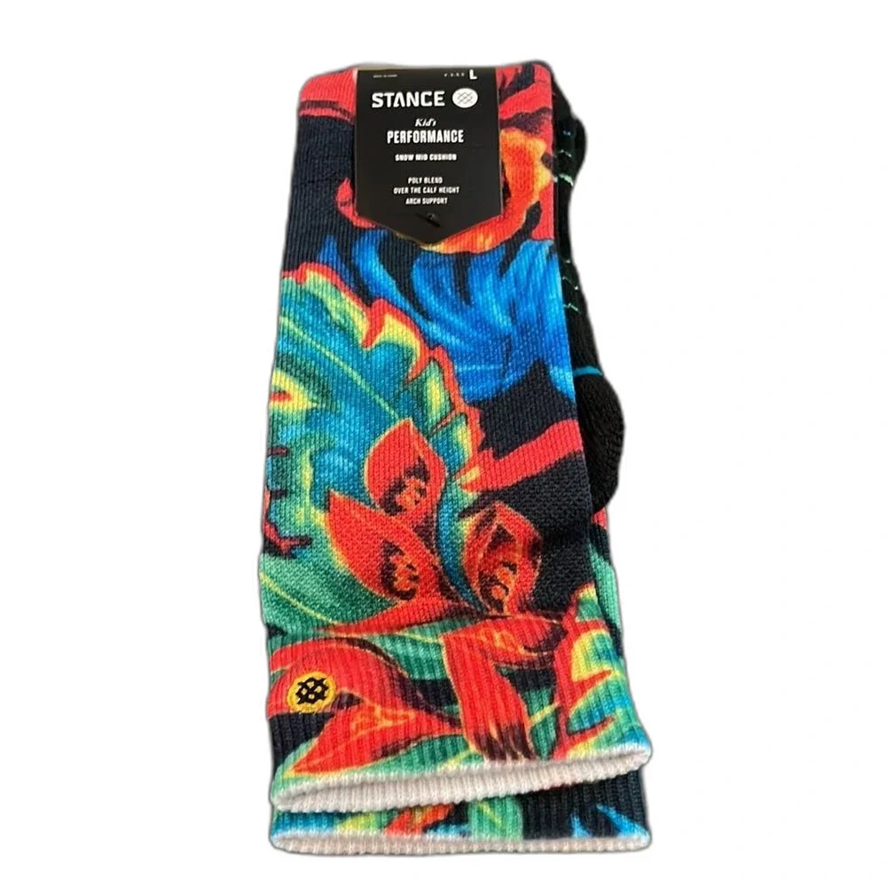 Stance performance Bomin Snow Kids socks (Large,Black) OTC large, new